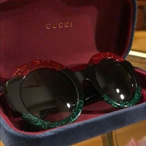 Gucci Glittered Oversized Round Sunglasses